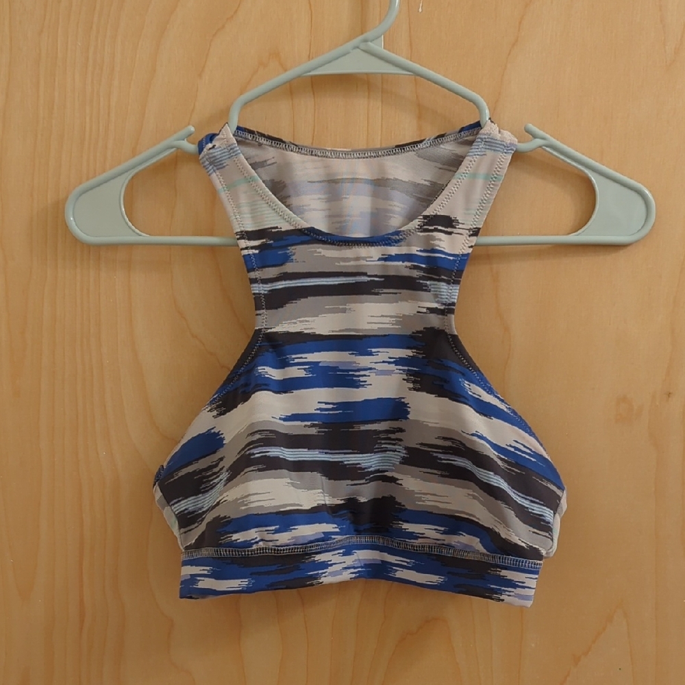 Aerie Blue and Black Patterned Sports Bra